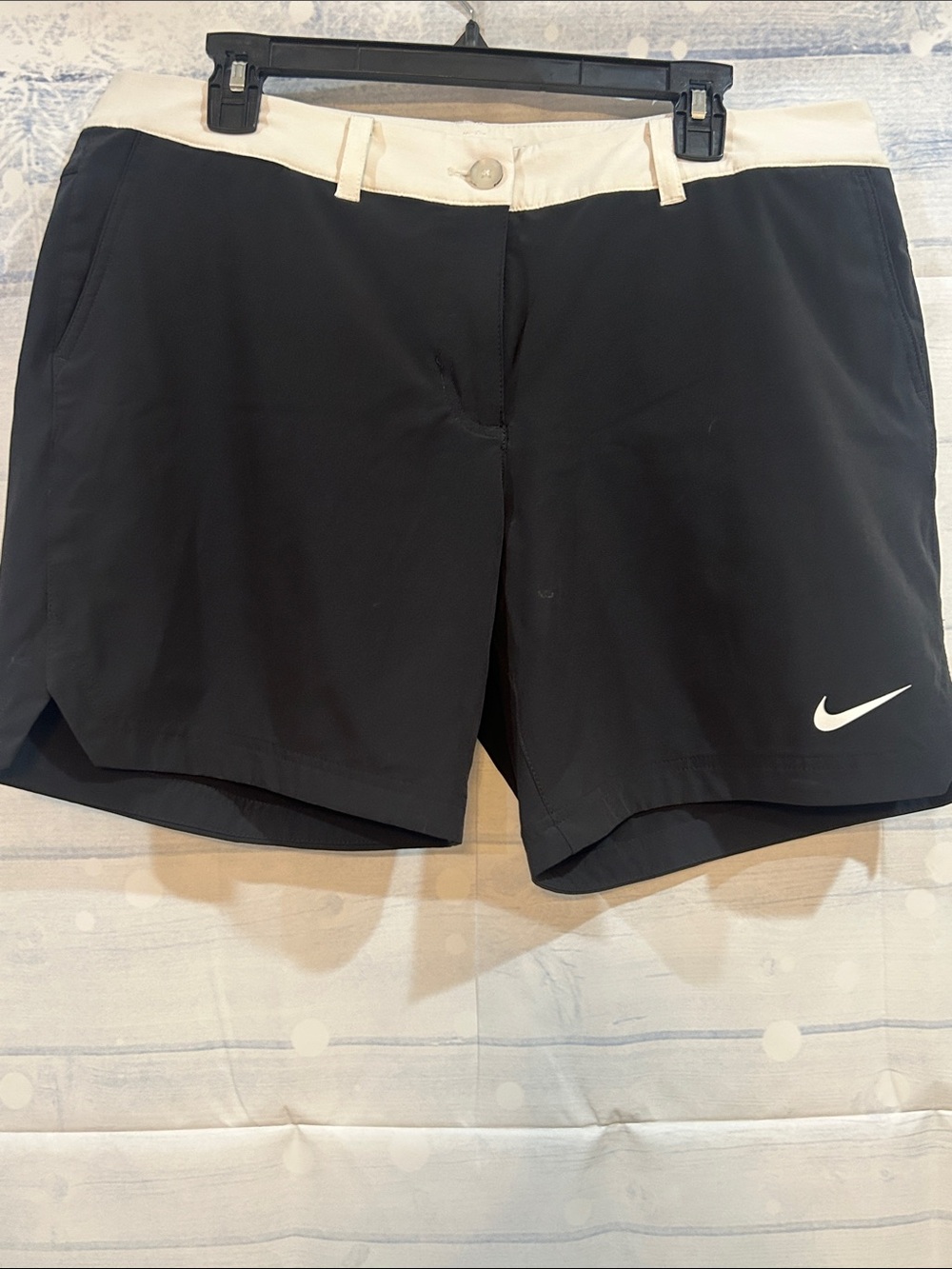 Nike Golf dri fit Women's Black Athletic Shorts with Cream Waistband